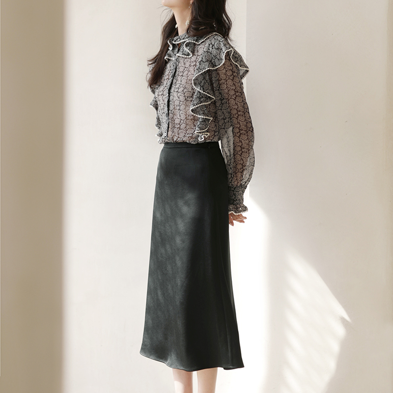 有帆中长裙A字通勤小鱼尾半身裙