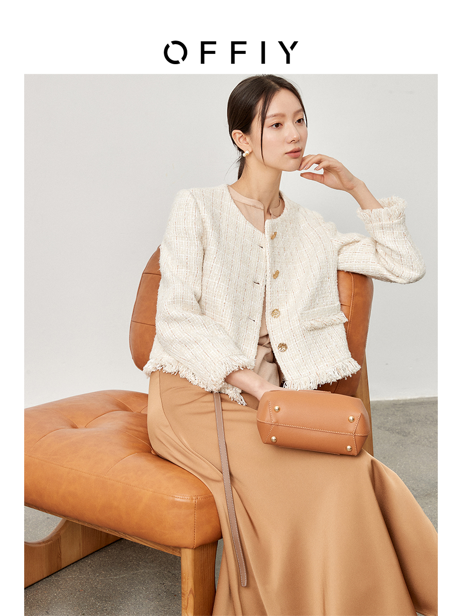 复古西装OFFIY名媛风长袖小香风