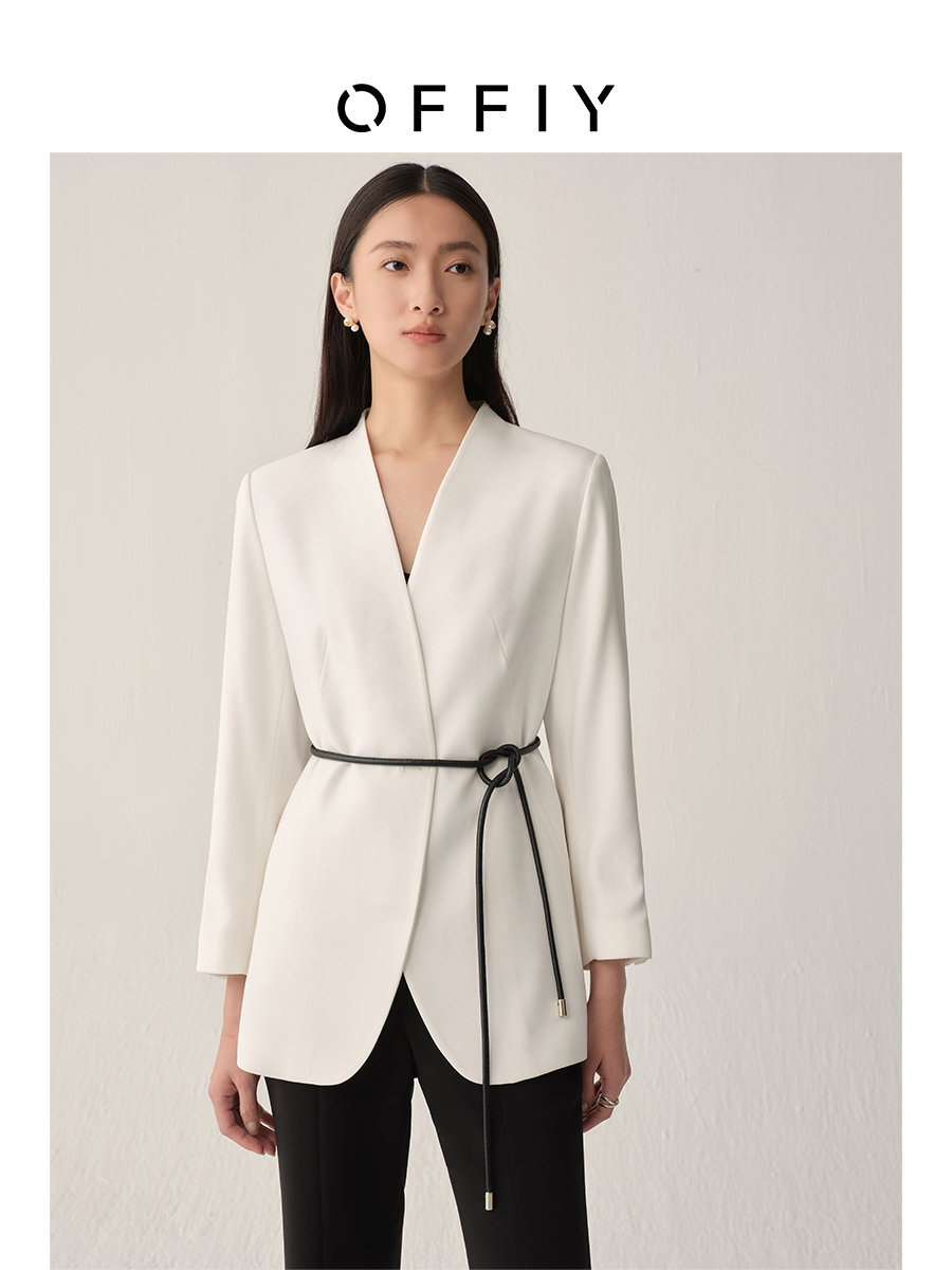 腰带OFFIY小羊皮女黑金圆形简约