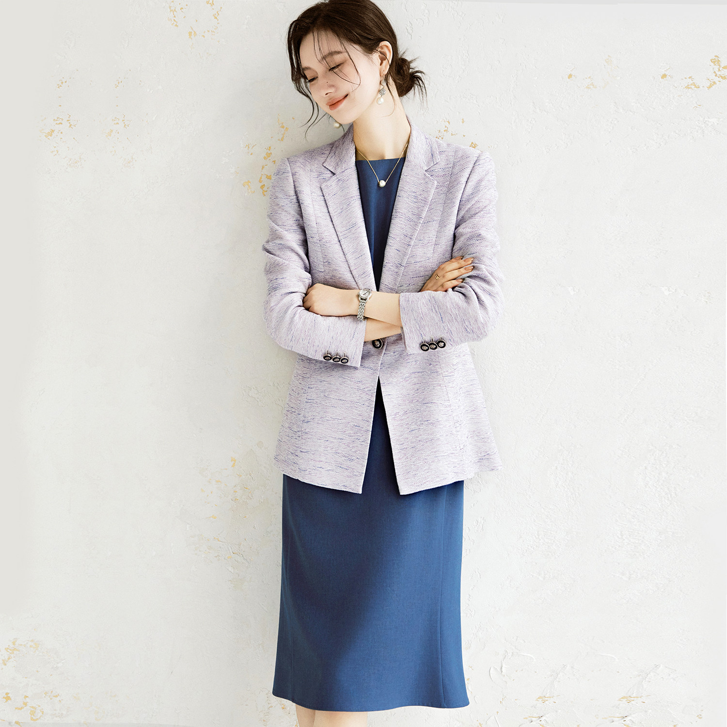 OFFIY-清雅浪漫幽兰 高级淡紫亚麻气质职业西装外套女26早春新款,女装/女士精品,西装,淘宝优惠券,粉丝福利购,淘宝优惠卷