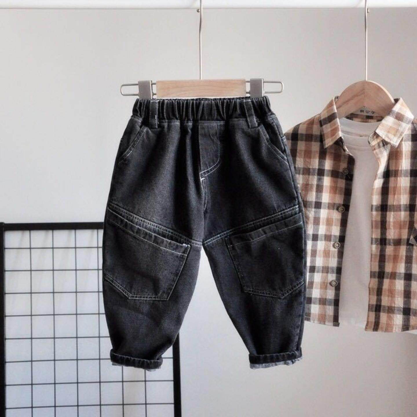 男童牛仔裤2026春秋新款韩版弹力洋气宝宝宽松休闲长裤百搭哈伦裤