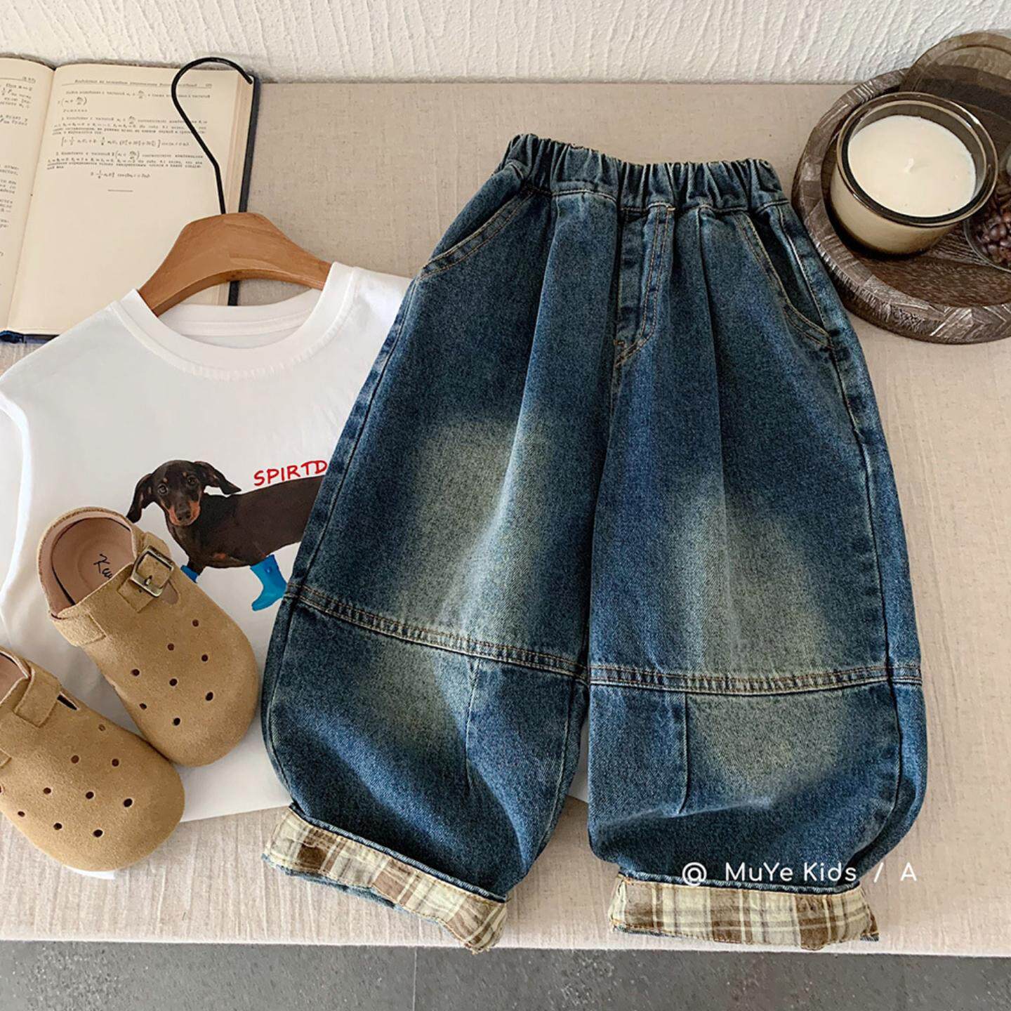 木野秋季牛仔裤湖州织里童装儿童服饰韩版长裤男童百搭直筒休闲裤