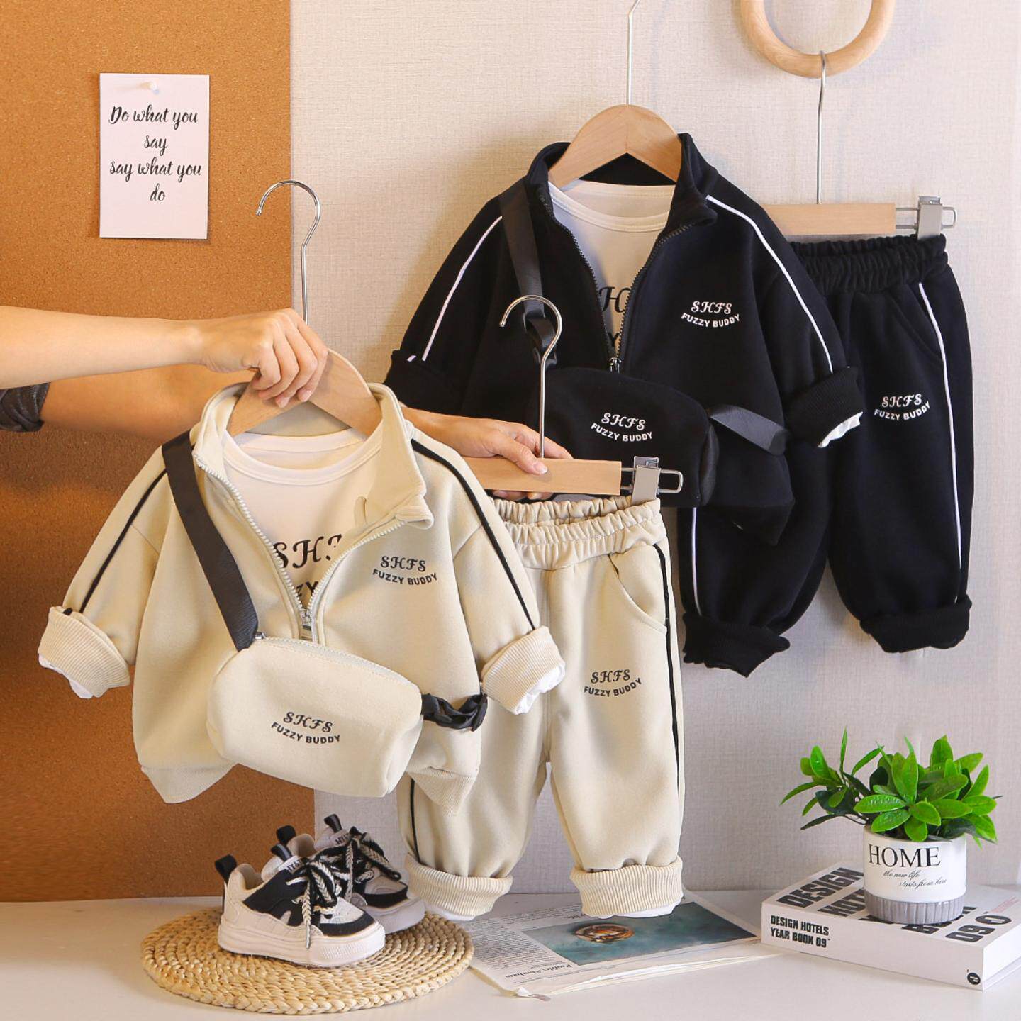 男童春装套装婴儿童立领包包三件套小童装1一3岁男宝宝春秋衣服潮