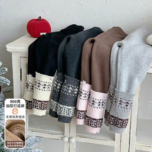 900g加厚打底裤底部羊妃暖暖绒2025女童冬季一体绒儿童外穿长裤子