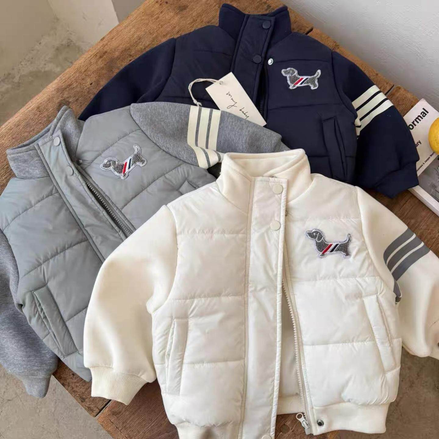 小布熊儿童夹棉外套2025冬男童tb潮牌夹克宝宝小童保暖棒球服棉衣