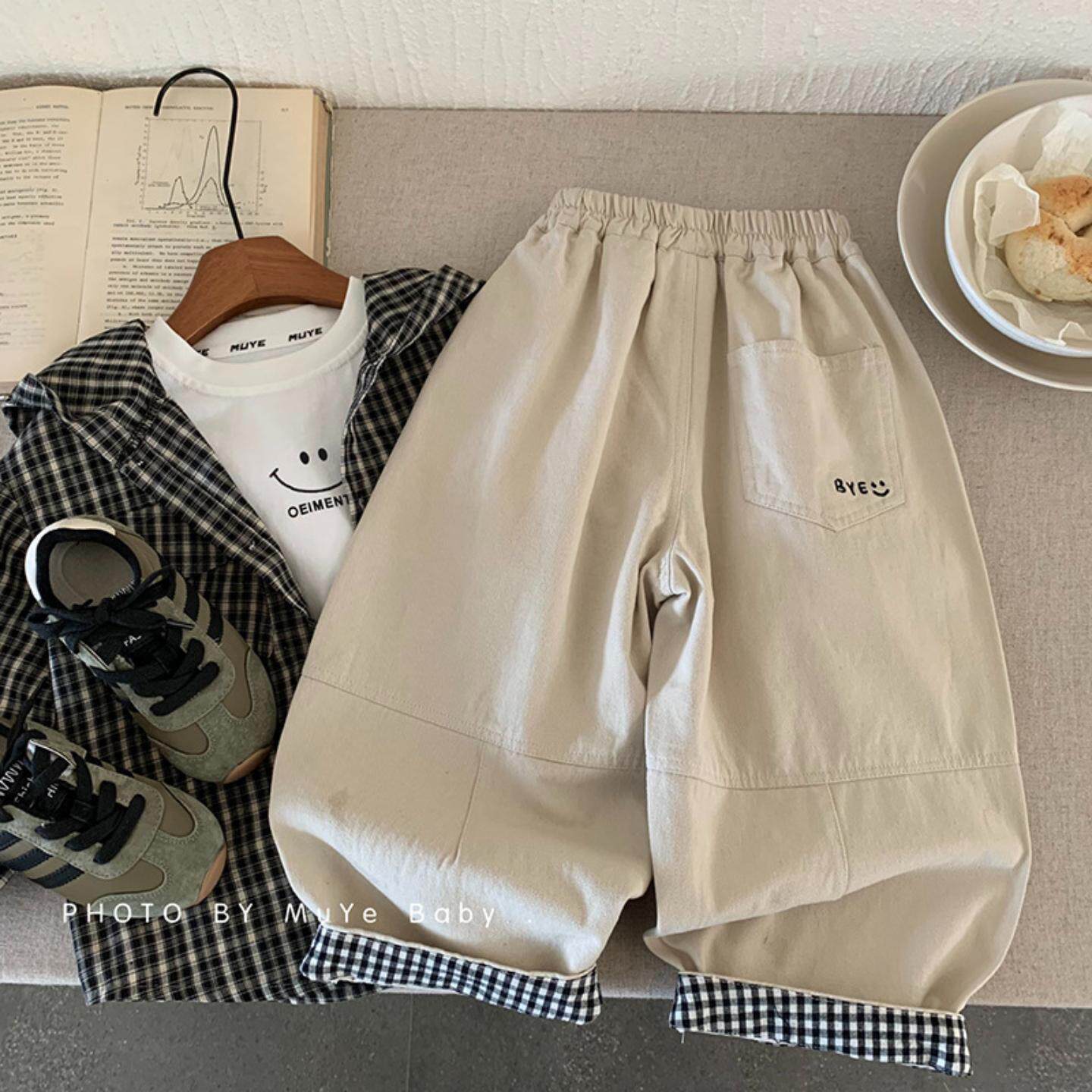 木野儿童春季休闲裤湖州织里童裤男童韩版纯棉长裤宝宝洋气直筒裤