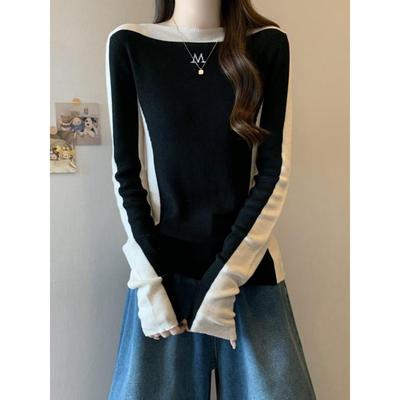 拼接肩感一字高级M显瘦长