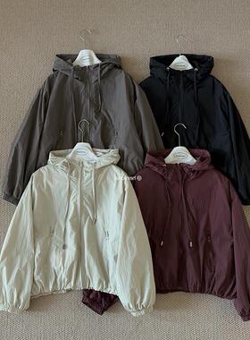 韩系连帽冲锋衣外套女装秋季2025新款小个子显瘦夹克上衣拉链开衫