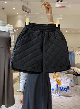 韩国东大门2025春季新款小众设计感洋气减龄加厚短裤女阔腿棉裤子