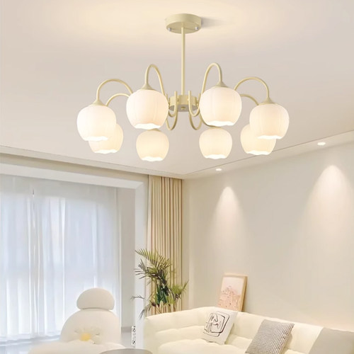 法式创意客厅花朵吊灯奶油风大灯北欧现代简约餐厅主卧室书房灯具