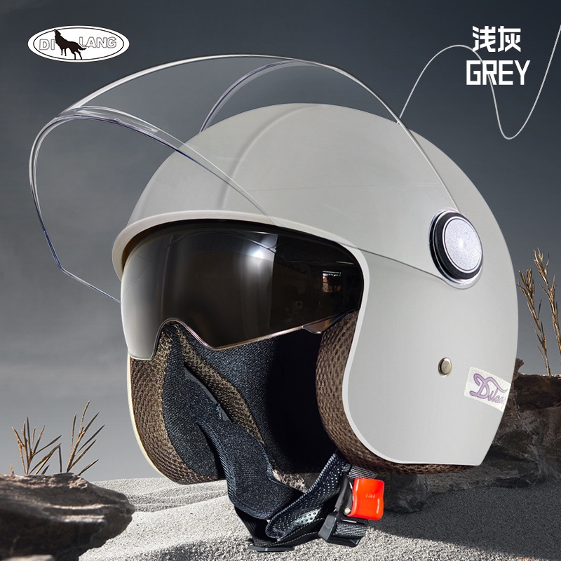 国标新国标3C认证复古摩托车头盔男女夏季四分之三盔电动踏板机车