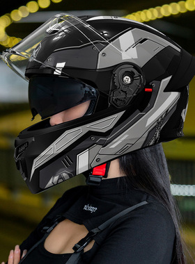 电瓶车摩托车保暖冬国标防雾机车全盔高颜值揭面盔男女3C/Dot认证