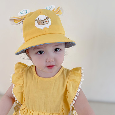 宝宝帽子春夏季韩版遮阳薄款渔夫帽可爱儿童女童婴儿公主洋气盆帽