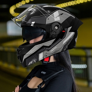 国标摩力行高颜值高中生四季摩托车头盔男女超大电动车揭面盔男