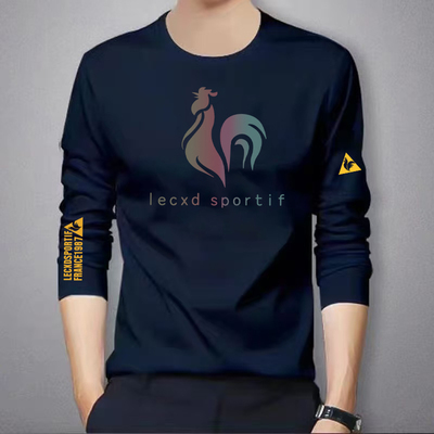 男士公鸡新款印花春秋圆领T恤