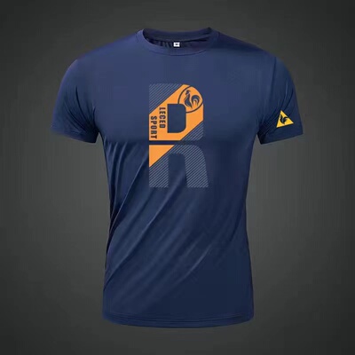 2025冰丝薄款短袖T恤男新款中青年圆领休闲印花ins潮速干大码上衣