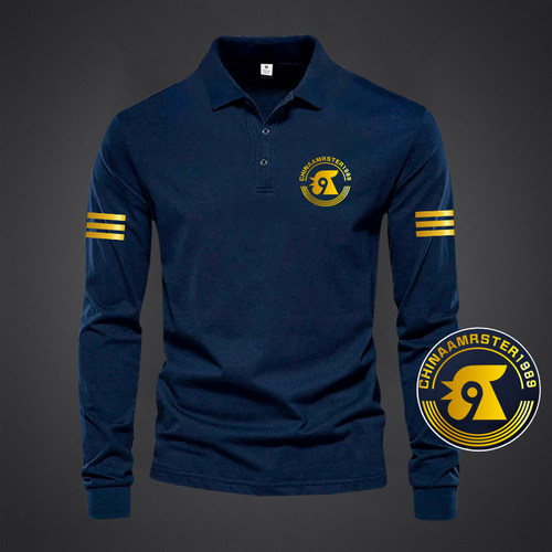 2025春秋季新款罗乐公鸡长袖POLO时尚商务翻领男百搭休闲T恤上衣
