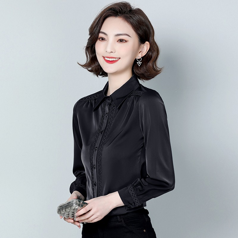 黑色雪纺衬衫法式高端衬衣