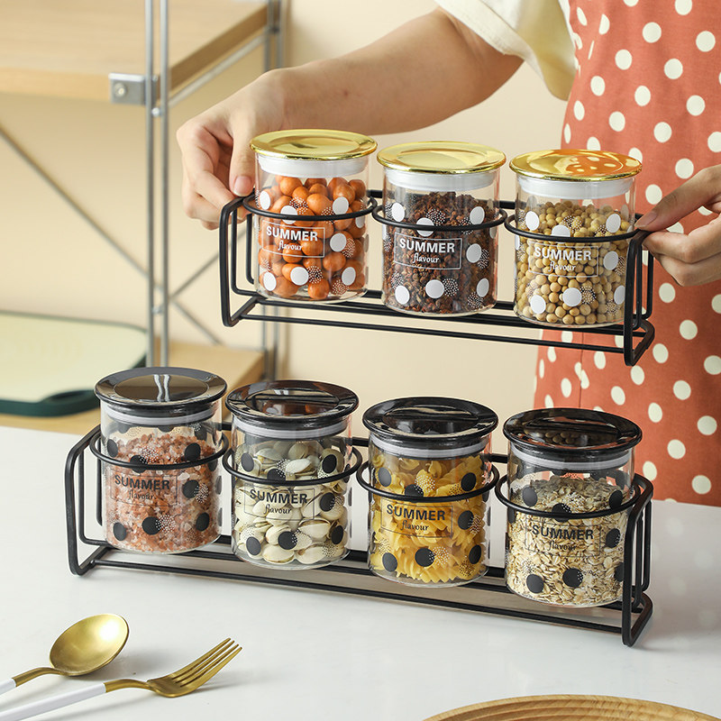 厨房玻璃密封罐调料罐创意家用防潮密封调料盐糖罐佐料干果收纳盒
