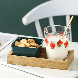 泡麦片水杯子草莓玻璃耐热牛奶杯果汁杯套装 日式 甜品杯燕麦早餐杯