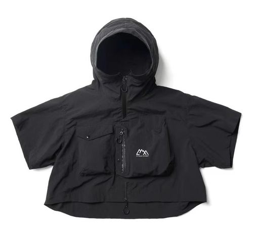 宽松山系机能叠穿半袖连帽