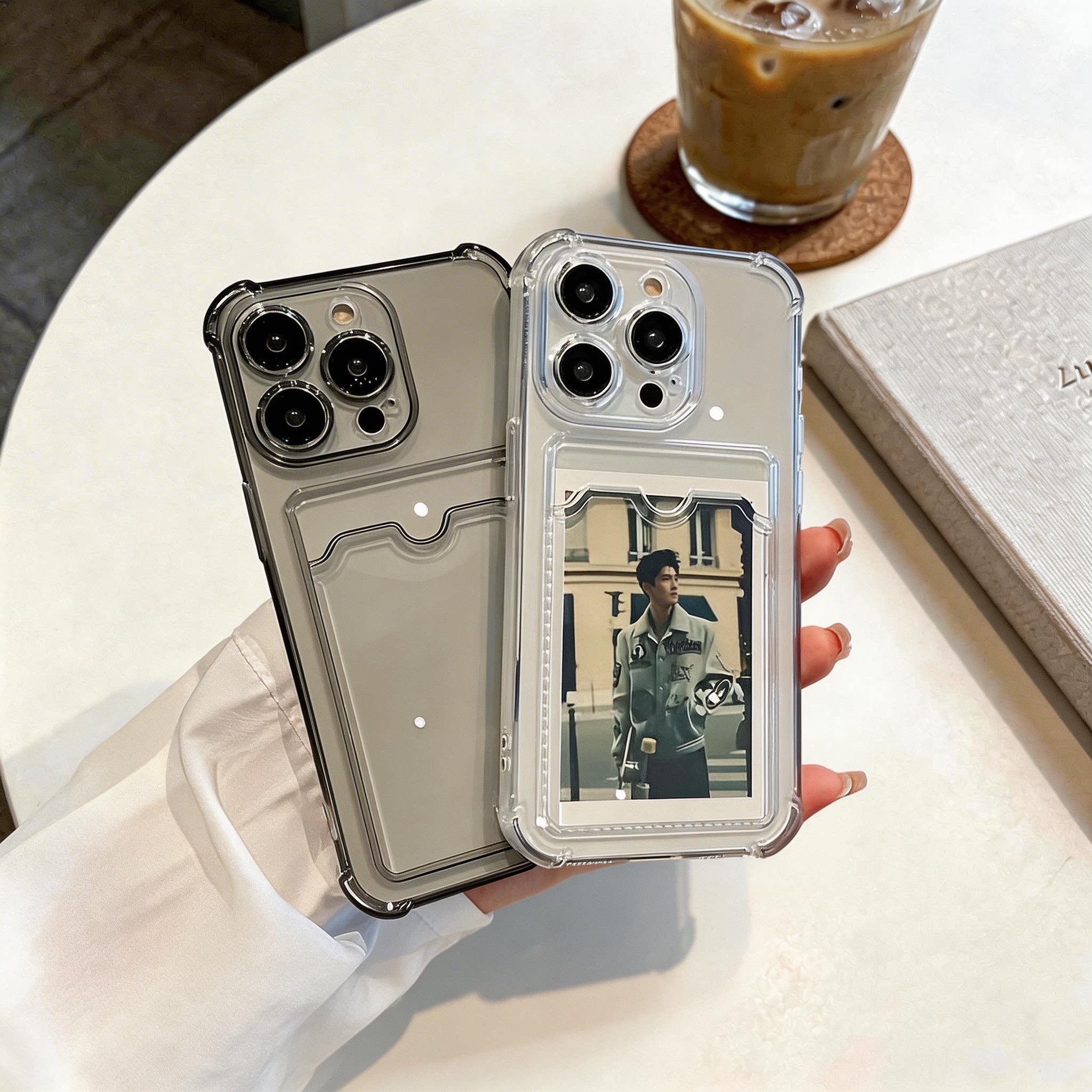 适用iPhone17/16pro透明卡包手机壳15新款苹果17promax卡套13高级可放照片14气囊防摔12男女小众创意插卡软壳