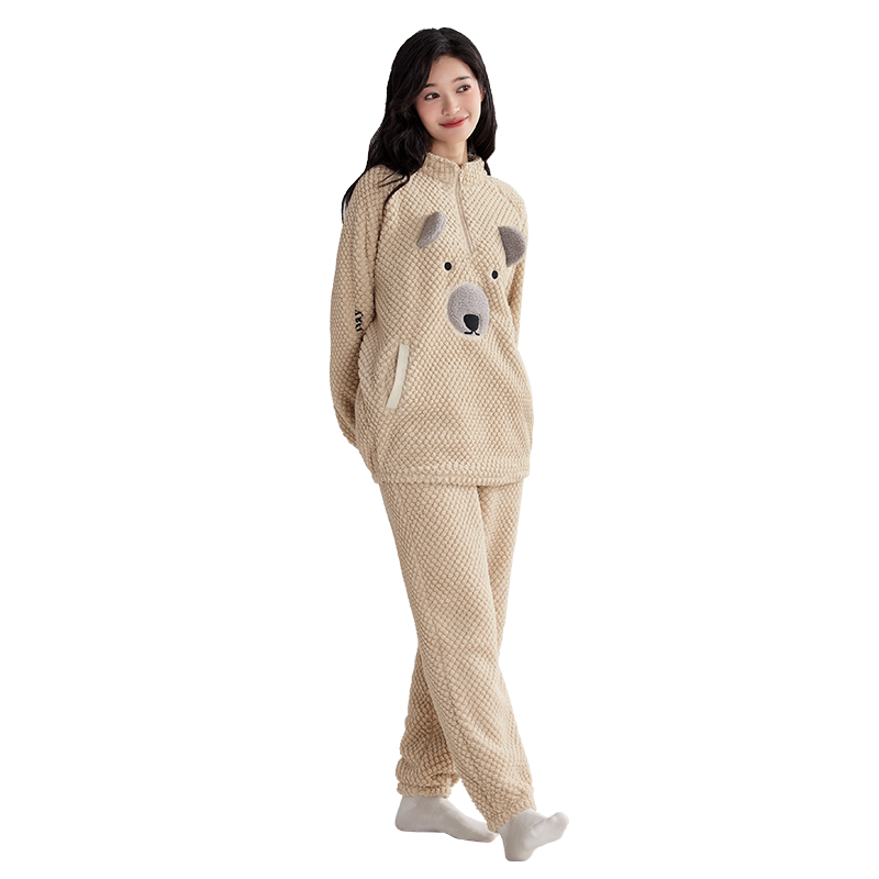 妮狄娅冬季珊瑚绒情侣家居服套装