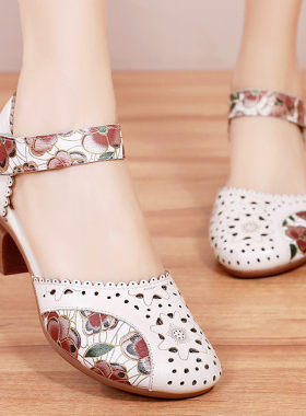 复古民族风防滑软底镂空包头凉鞋