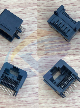 RJ45网络连接器90度侧插10P10C全塑黑色带边13长镀金PBT材料