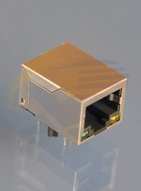 RJ45连接器59A1X1 带灯无弹21长左黄右绿8P8C全铜镀金PBT材料