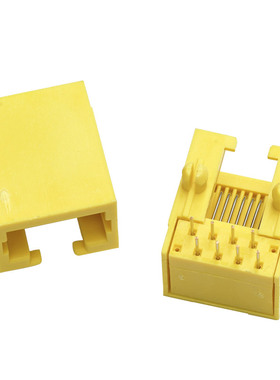RJ45母座56-10P8C下开口黄色非屏无灯镀金环保RJ45网络连接器插座