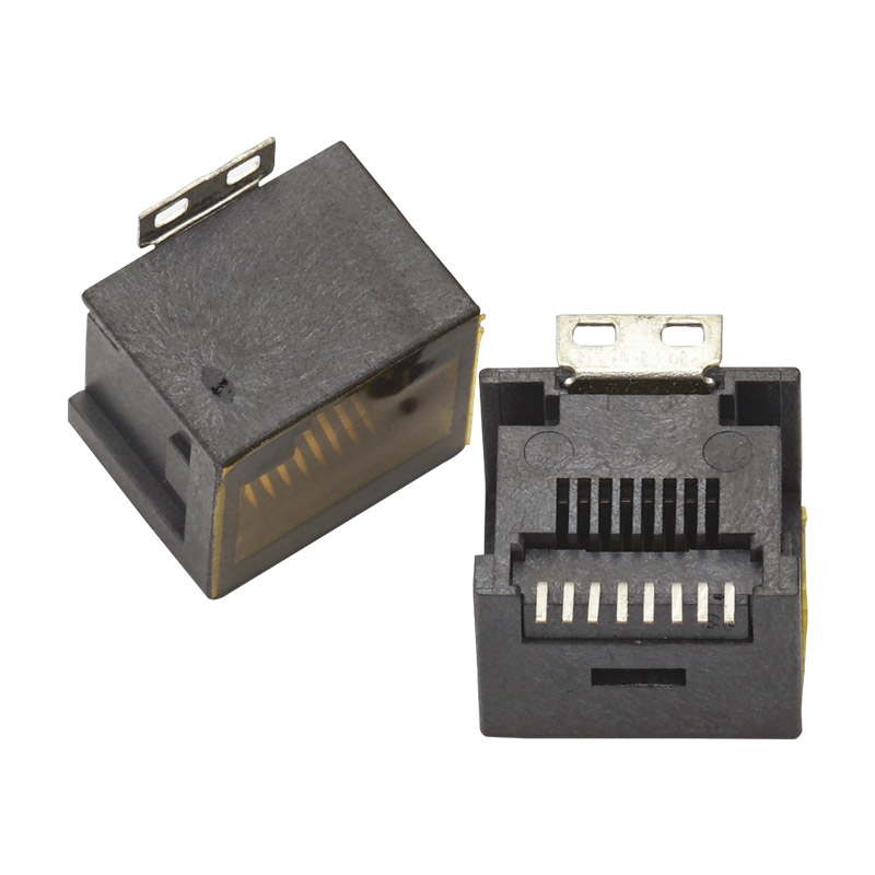 RJ45网络接口52-8P8C贴片立式带麦拉全塑耐温RJ45母座 网络连接器