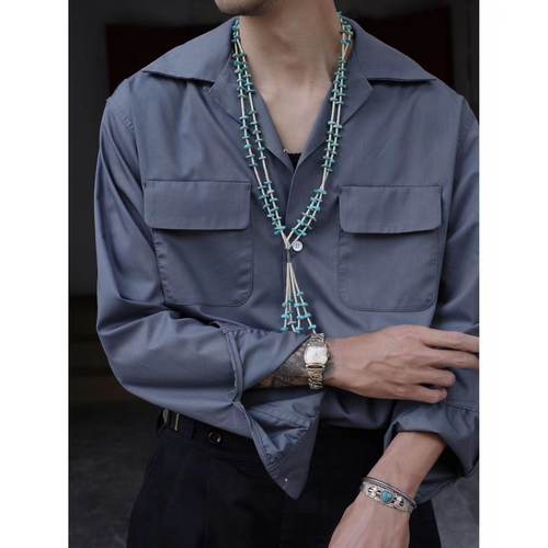 Bardoc古巴领长袖美式复古穿搭