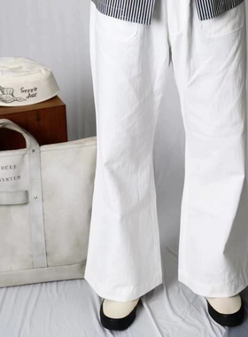 Bardoc us navy【售罄展示】海军人字纹甲板高腰喇叭水手阔腿裤