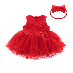 无袖 12个月0 公主裙0 1岁打底纱裙婴儿裙子 女宝宝连衣裙夏季