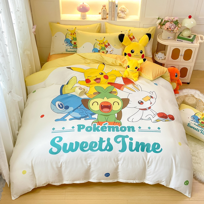 皮卡丘喷火龙全棉纯棉四件套1.8床上用品学生宿舍三件套被套床单