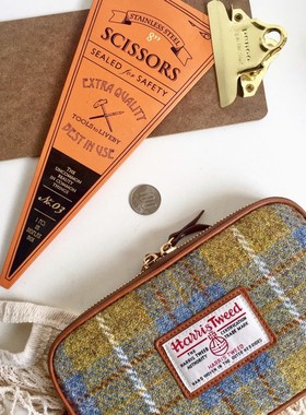 WINNOW&哈里斯粗花呢笔袋烧饼包大容量文具袋化妆包