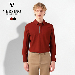 商务休闲长袖 versino梵思诺男装 Polo衫 2025年秋冬新款 T恤纯色 男式