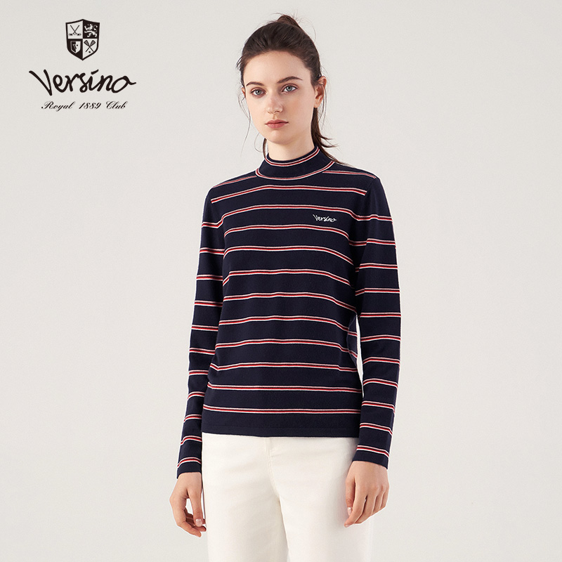 秋冬新品条纹打底衫圆领长袖t恤