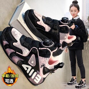 晋江小黄鸭女童鞋子2026春季儿童运动篮球鞋女孩加绒加厚棉鞋东北