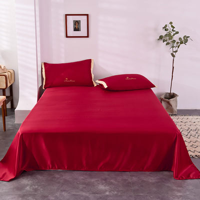冰丝床单夏季薄款婚庆红色双人床