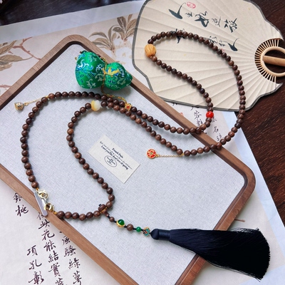 【宋锦葫芦】金丝檀木斜挎链国风新中式香云纱吊坠手机链汉服配饰