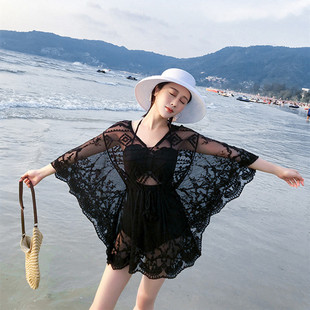 泳衣罩衫 女可下水海边游泳外披蕾丝网纱温泉外套比基尼外搭防晒衫