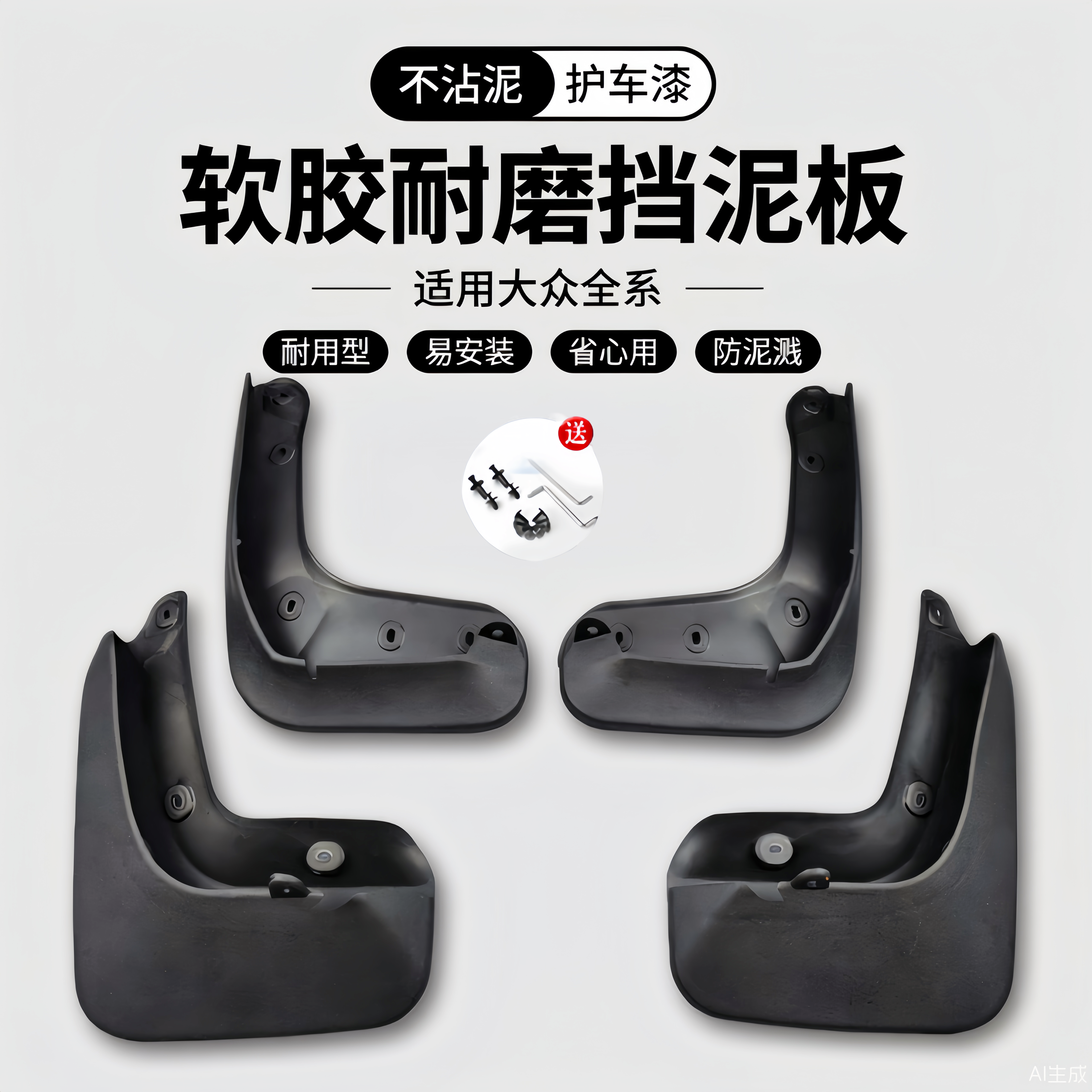 适用于大众迈腾帕萨特辉昂朗逸宝来速腾POLO捷达桑塔纳软胶挡泥板