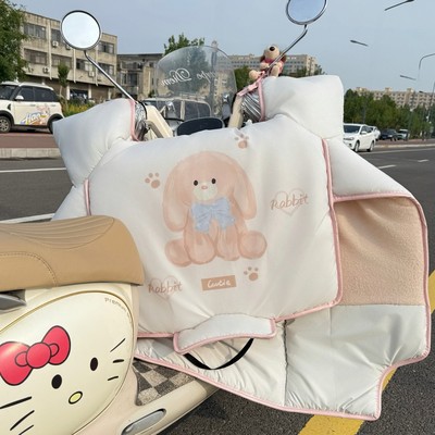 电动车挡风被可爱卡通高颜值秋冬