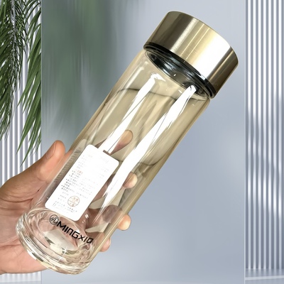 明霞单层玻璃杯定制logo礼品水杯