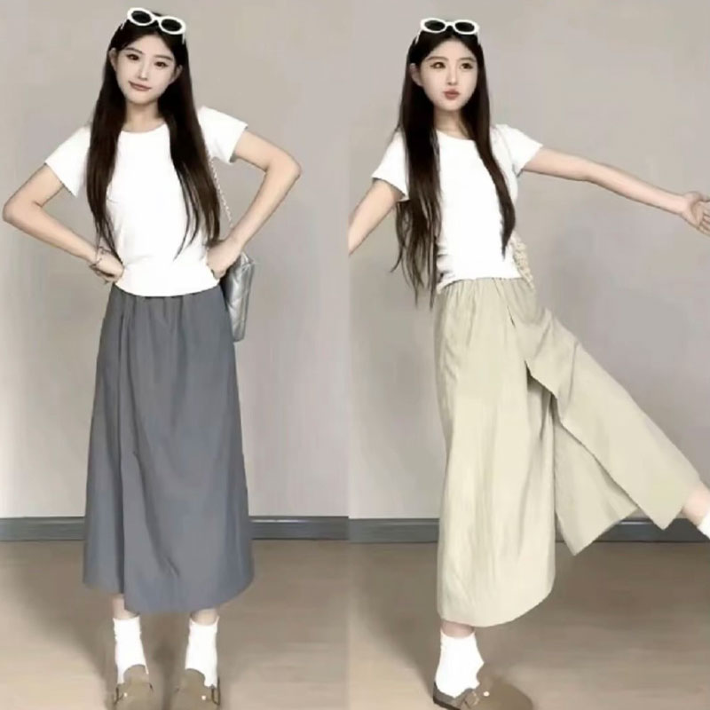灰色欧若阔腿山本裙裤女百搭工装