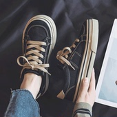 潮学生板鞋 人本帆布鞋 韩版 夏季 子 女透气网面休闲厚底百搭2025新款