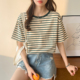 条纹浦乳期喂奶上衣带胸垫2026新款 t恤短袖 哺乳衣外出辣妈款 夏季