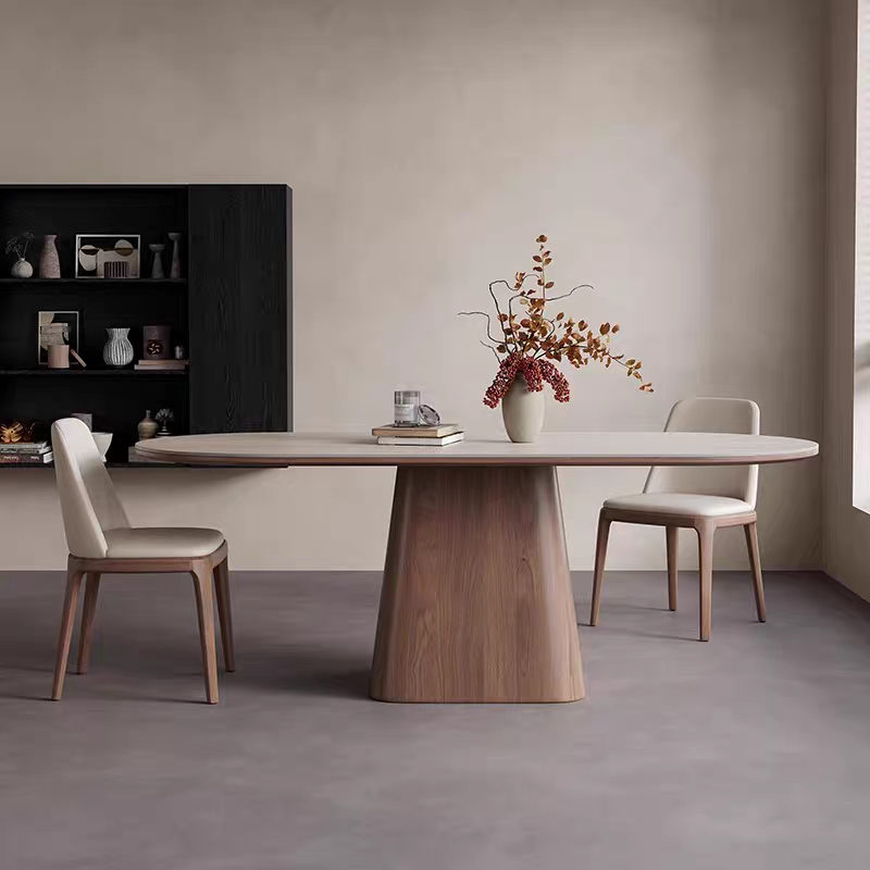 北欧实木岩板餐桌椅组合